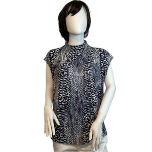 Tahari Snake Print Cap Sleeve Top